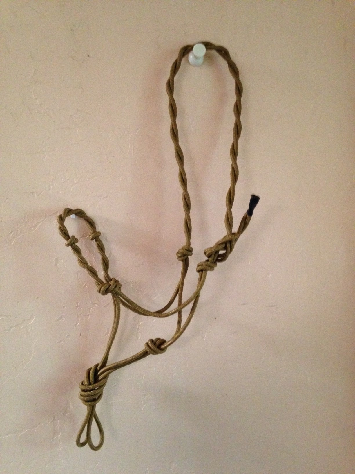 Gold Rope Halter 4 Knot Twisted Bitless Bridle